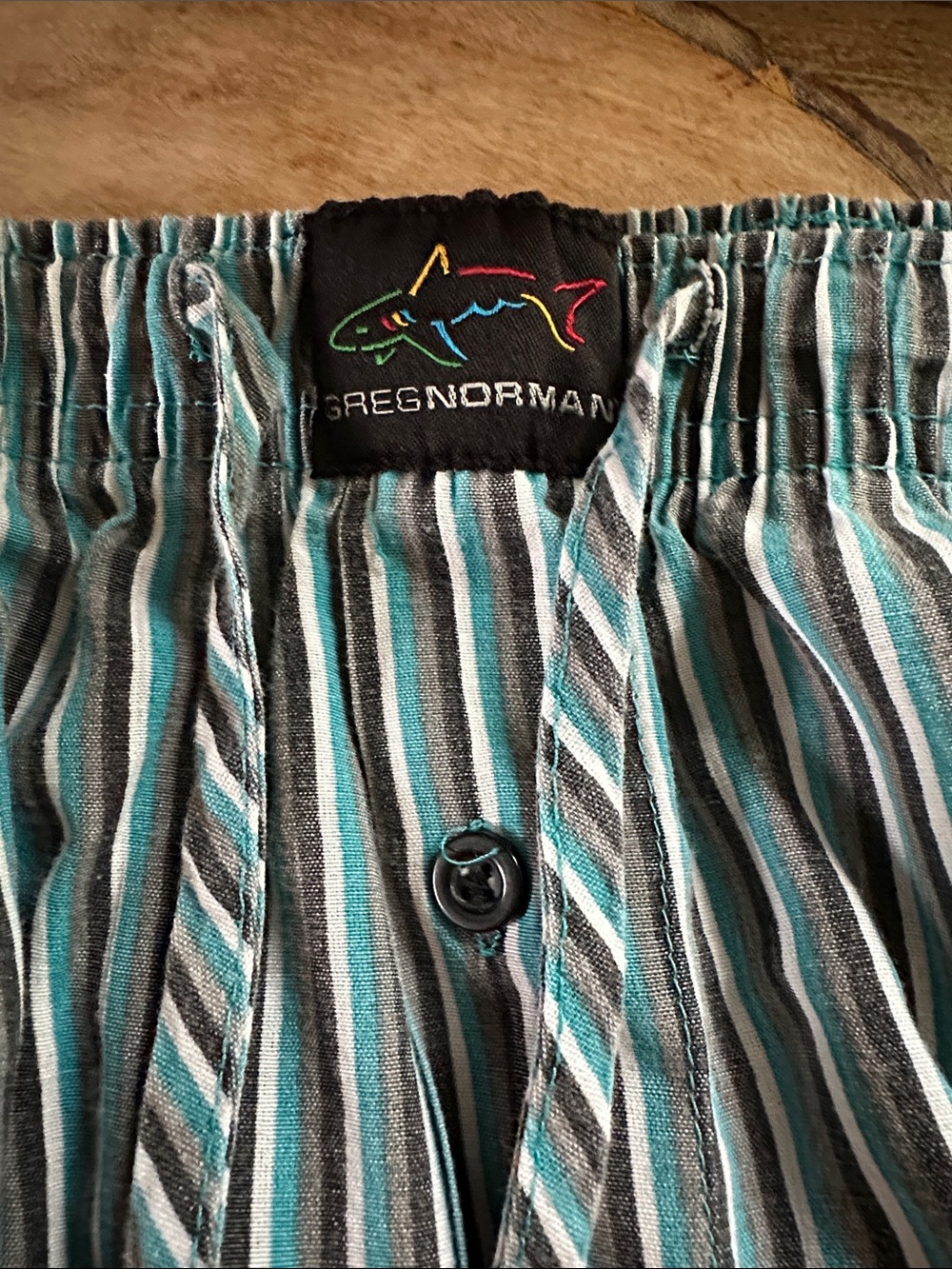 Greg Norman Collection Teal, Gray & White Striped Men’s pajama pants